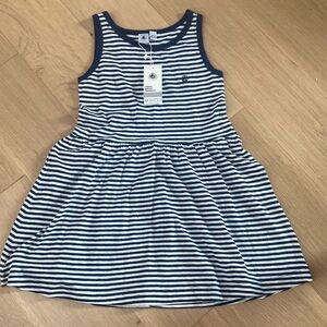 Petit Bateau navy blue stripe sleeveless dress size 128cm